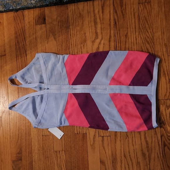 NWT Venus bodycon mini dress M periwinkle, fuschia and hot pink - Picture 2 of 4